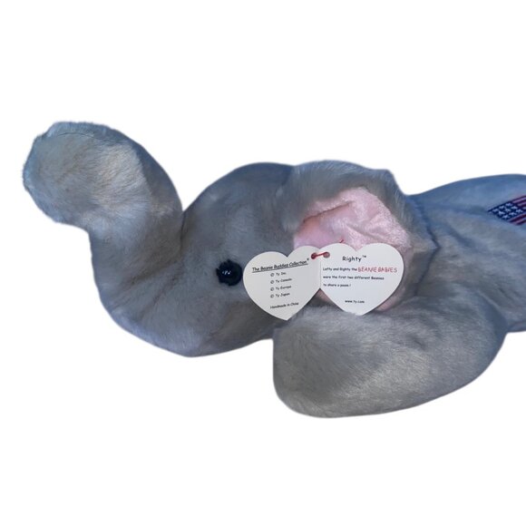 Ty Beanie Buddy Righty The Elephant Flag Plush 2000 17” w/Tag - Picture 2 of 12